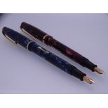 CONWAY STEWART - Vintage (mid-1950s) Blue Marble with Brown Veins Conway Stewart No. 12 fountain pen