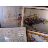 PAINTINGS & PRINTS - Japanese triptych, maritime, Vernon Ward ETC, an assortment