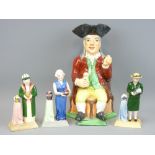 WILLIAM KENT TOBY JUG and three Limited Edition Manor figurines for Clarice Cliff, Susie Cooper