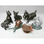 REPRODUCTION CAST IRON SCOTTY DOG & OTHER ANIMAL ORNAMENTAL FIGURES