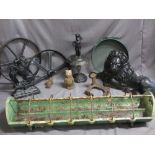 GARDEN METAL ORNAMENTS including heavy trough