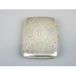 BIRMINGHAM 1904 CHASE DECORATED SILVER CIGARETTE CASE, maker Joseph Gloster, 2.7 troy ozs