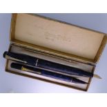 CONWAY STEWART - Vintage (1940s-50s) Blue Marble Conway Stewart No.759 fountain pen and matching '