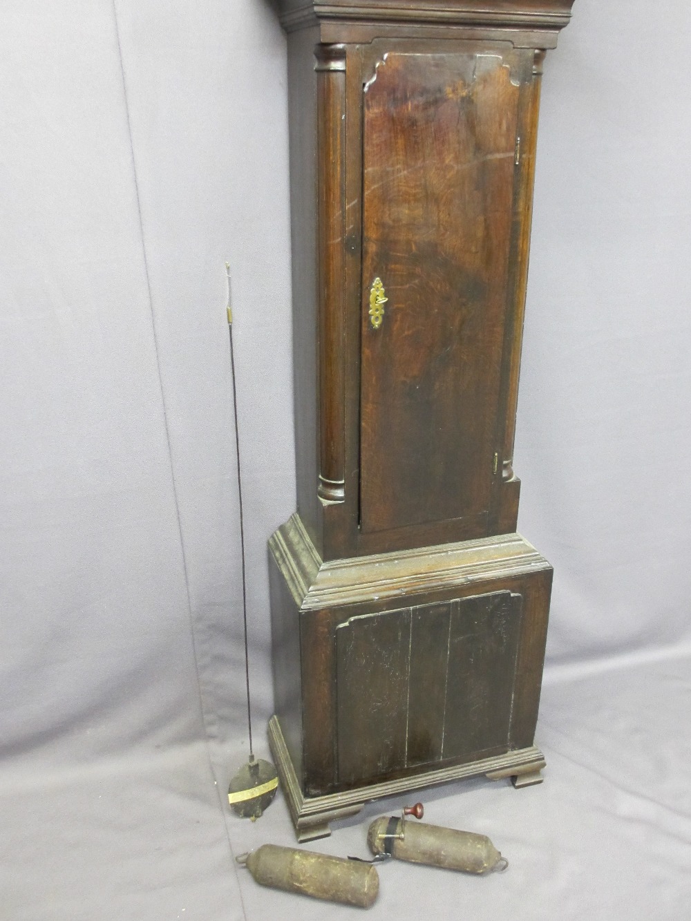 18TH CENTURY OAK LONGCASE CLOCK CARCASS, reputedly Watkin Owen of Llanrwst, square hood with - Image 3 of 3