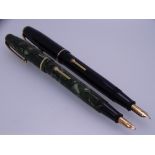 CONWAY STEWART - Vintage (1950s) Black Conway Stewart No.28 fountain pen with gold trim and 14ct