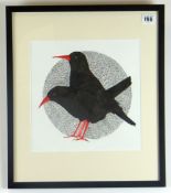 T. GAYLE ink and watercolour - two choughs, signed verso, 25 x 25cms