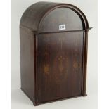 EDWARDIAN MARQUETRY TABLE CABINET in the form of a clock hood, 47cms high