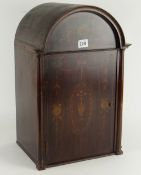 EDWARDIAN MARQUETRY TABLE CABINET in the form of a clock hood, 47cms high