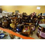 ASSORTED VICTORIAN STAFFORDSHIRE COPPER LUSTRE JUGS & A LARGE TANKARD