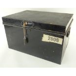 TWIN-HANDLED COIN OR DEED BOX paper number 2806 with key