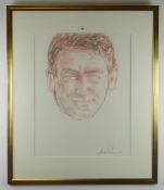 ANDREW VICARI mixed media with pencil - head portrait of Sir Kenneth Branagh, entitled verso on