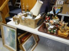 LARGE COLLECTION OF MISCELLANEOUS CERAMICS, PICTURES & DECORATIVE ORNAMENTS including carriage clock