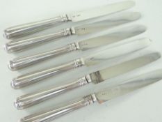 SET OF SIX SILVER HANDLED & BLADED KNIVES (6)