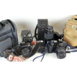 ASSORTED CAMERA EQUIPMENT including Minolta 7000SLR with two zoom lenses, Pentax P30 SLR with