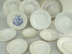 ASSORTED SWANSEA POTTERY NURSERY PLATES with moulded borders, one printed with hunting scene (14)