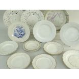 ASSORTED SWANSEA POTTERY NURSERY PLATES with moulded borders, one printed with hunting scene (14)