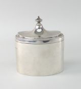 GEORGE VI SILVER OVAL TEA CADDY, Birmingham 1968, 3.9ozs