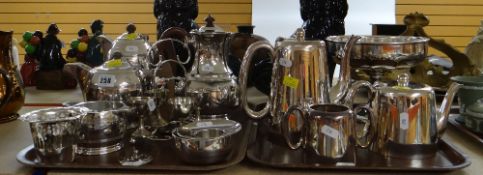 ASSORTED SILVER PLATED TABLEWARE including Walker & Hall Art Deco three-piece teaset