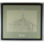 RICHARD O'CONNELL pencil on paper - 'West Pier Light Beacon, Swansea Docks', signed and dated