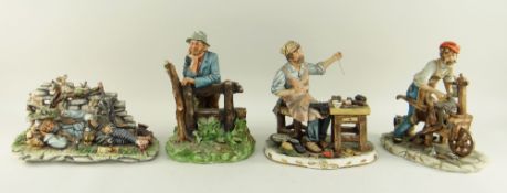 FOUR CAPODIMONTE FIGURES including a cobbler, knife sharpener, tramp ETC (4) Condition Report: chips