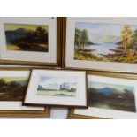 20TH CENTURY SCHOOL gouache on paper - rural landscapes with cottages, set of three, 19 x 30cms