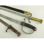 WITHDRAWN - THREE INTERESTING EDGED WEAPONS including Imperial German model 1871 Mauser bayonet (Wil