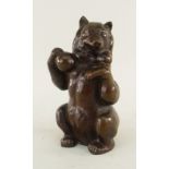 BRONZE FIGURE OF A SEATED CIRCUS BEAR, base with threaded mount, 15.5cms high