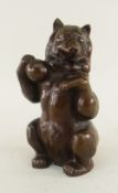 BRONZE FIGURE OF A SEATED CIRCUS BEAR, base with threaded mount, 15.5cms high