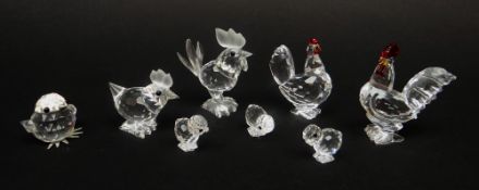 ASSORTED SWAROVSKI CRYSTAL FARMYARD ANIMALS, 'chickens', two in original boxes (6)