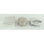 TWO EDWARDIAN SILVER RING BOXES & A SILVER CIGARETTE BOX , gross 12.8ozs(3)