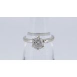 18CT GOLD CLAW SET DIAMOND SOLITAIRE RING, 1ct approx. visual estimate, 3.4gms, size M