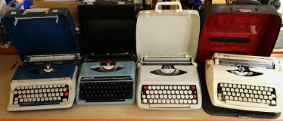 FIVE VINTAGE PORTABLE TYPEWRITERS & A REMINGTON OFFICE TYPEWRITER (6)