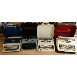 FIVE VINTAGE PORTABLE TYPEWRITERS & A REMINGTON OFFICE TYPEWRITER (6)