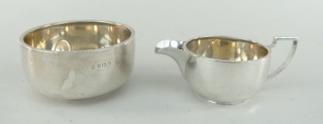 PAIR GEORGE V SILVER SUCRIER & CREAM JUG, Birmingham 1921 +1922, by William Neale a& Sons, 4.