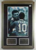 FRAMED & MOUNTED SIGNED MUHAMMAD ALI & PELE LIMITED EDITION (36/125) PHOTOGRAPH signed in black