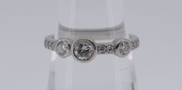 PLATINUM DIAMOND HALF ETERNITY RING, 4.9gms