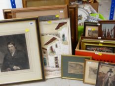 ASSORTED PRINTS & PICTURES including 19th Century engraved portrait of a gentleman AFTER THOMAS