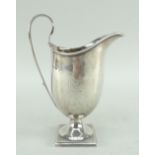 VICTORIAN SILVER CREAM JUG, Sheffield 1897 by Henry Stratford, with reeded lop handle, square