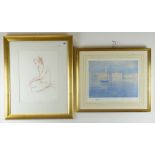 VALERIE GANZ limited edition (5/60) print - entitled 'Seated Figurine', signed V. Ganz, together