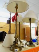 TWO PAIRS OF BRASS TABLE LAMPS (4)