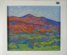 PAUL STEPHENS oil on board - a view of Pen y Fan mountain, titled verso 'Early Autumn Light', signed