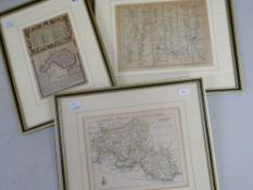 THREE SPARSELY COLOURED MAPS to include road map from London to St Davids, incorporating a map of