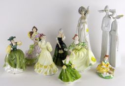 ASSORTED 20TH CENTURY CHINA FIGURINES including Coalport, Lladro, Doulton (9)