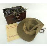 GERMAN WWII FIELD TELEPHONE & THIRD REICH MANUAL together with a WWII period hat (3)