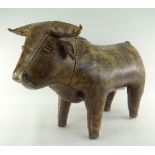 LEATHER BULL FOOTSTOOL RETAILED BY LIBERTY purchased by current vendor in early 70s Condition