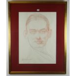 ANDREW VICARI mixed media with pencil - head and shoulders portrait of a young T S Eliot, entitled