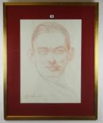 ANDREW VICARI mixed media with pencil - head and shoulders portrait of a young T S Eliot, entitled