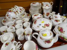 QUANTITY OF STAFFORDSHIRE BONE CHINA ROSE PRINTED DINNER & TEAWARES