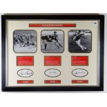 FRAMED & GLAZED 'WELSH RUGBY LEGENDS' Phil Bennett, John Dawes, JPR Williams, photographs