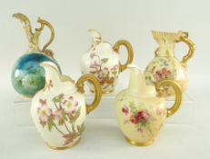 ASSORTED ROYAL WORCESTER No.1094 & LOBED SHAPED CABINET JUGS together with Royal Doulton example,